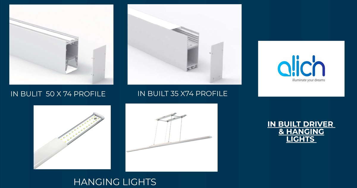 AlichYour's tweet photo. Alich Industries PVT LTD  Present ( MADE IN INDIA)

Premium Aluminium LED Profiles Range -

- LED Surface Profile series 
- LED Conceal Profile series 
- LED In-built driver Profiles 

Bulk Production of  LED PROFILES https://t.co/9RjynF19qx
