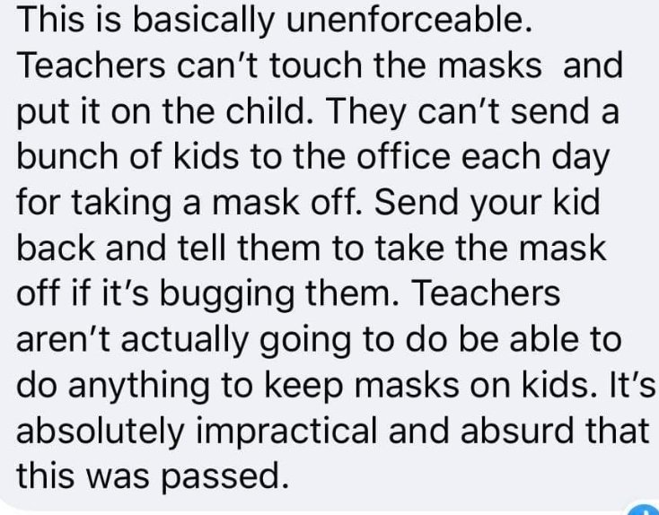 Our kids will surprise us. Our teachers will lead them. But we have to start it all off on the right foot with the right discourse. These kinds of comments to your kids (from a TCDSB fb gp) before we even start are going to get ppl killed. Much  to our teachers reading this .