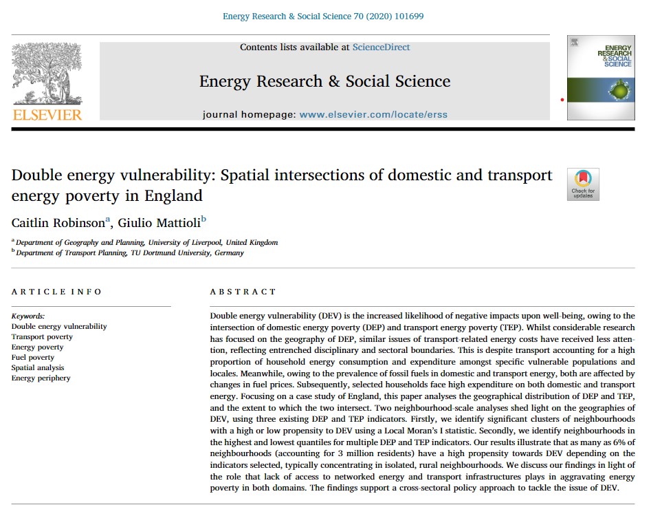 New paper on #EnergyPoverty and #TransportPoverty with the brilliant @CaitHRobin just published in Energy Research & Social Science doi.org/10.1016/j.erss… 

Thread on the main findings...