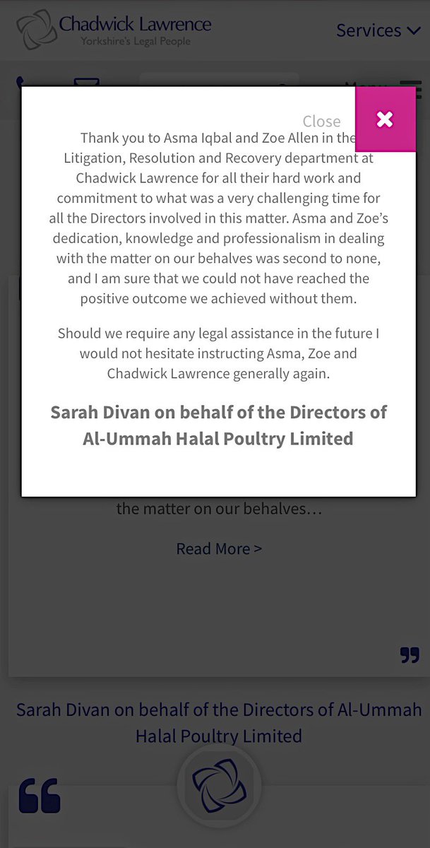 Client satisfaction is at the heart of everything we do &amp; receiving feedback like this one always puts the biggest smiles on our faces! You can read more of our client testimonials on our website. Well done to <a href="/AsmaILawyer/">Asma Iqbal</a> &amp; <a href="/ChadLawDispute/">Dispute Resolution</a> #TestimonialTuesday <a href="/YorkshireLegal/">Chadwick Lawrence</a>