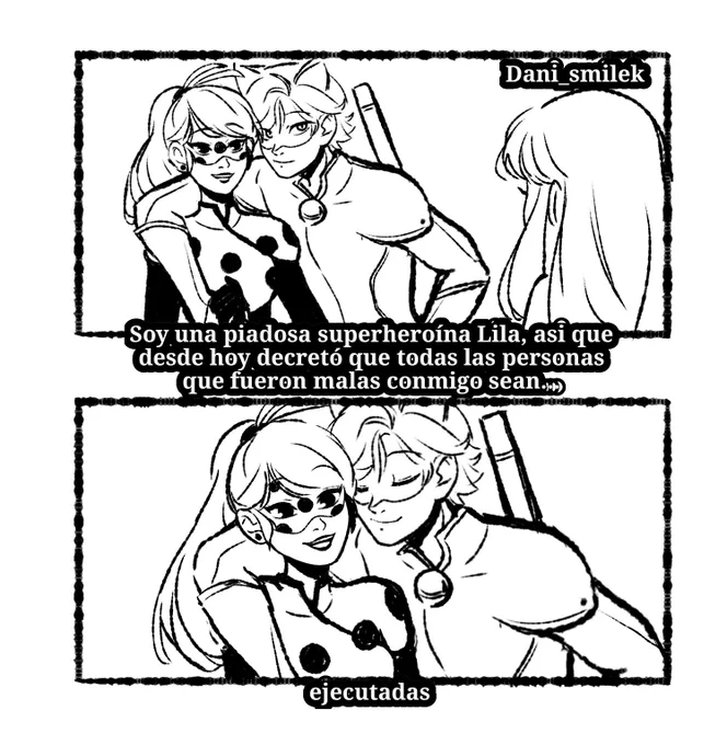 Referencia a Ralf el demoledor 💕 esta escena me la imaginé como un posible final en donde la batalla termina, una Lila que se redimira de sus actos, las identidades de los héroes es descubierta y una marinette aprovechando de jugarle una pequeña broma a Lila 🤣#MiraculousLadybug 