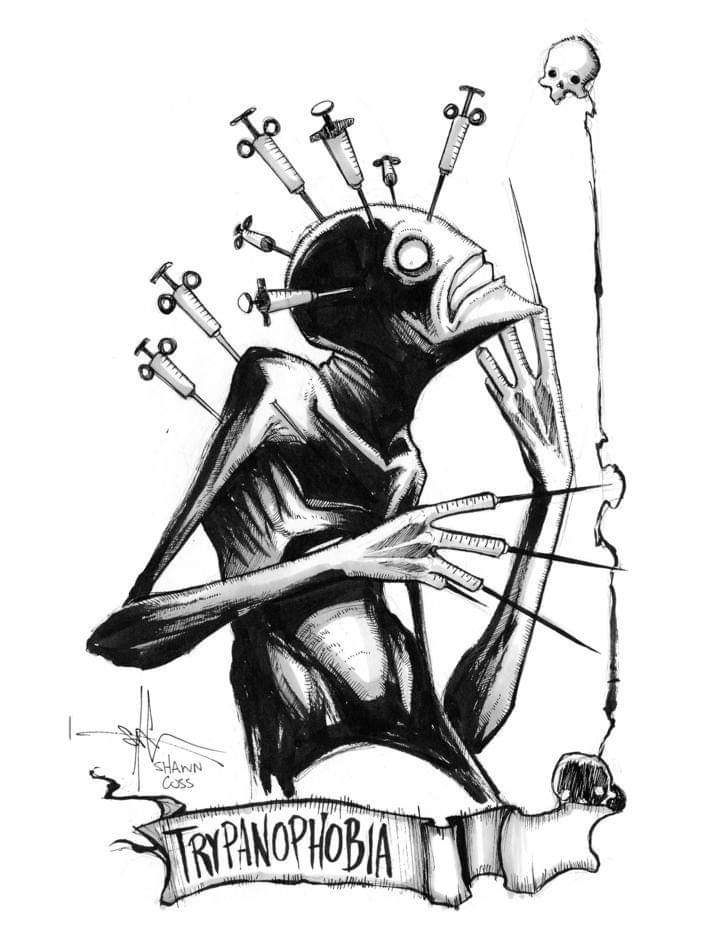 Зүүнээс айх айдас -  #TRYPANOPHOBIA Түгээмэл айдсуудын нэг Illustration by Shawn Coss