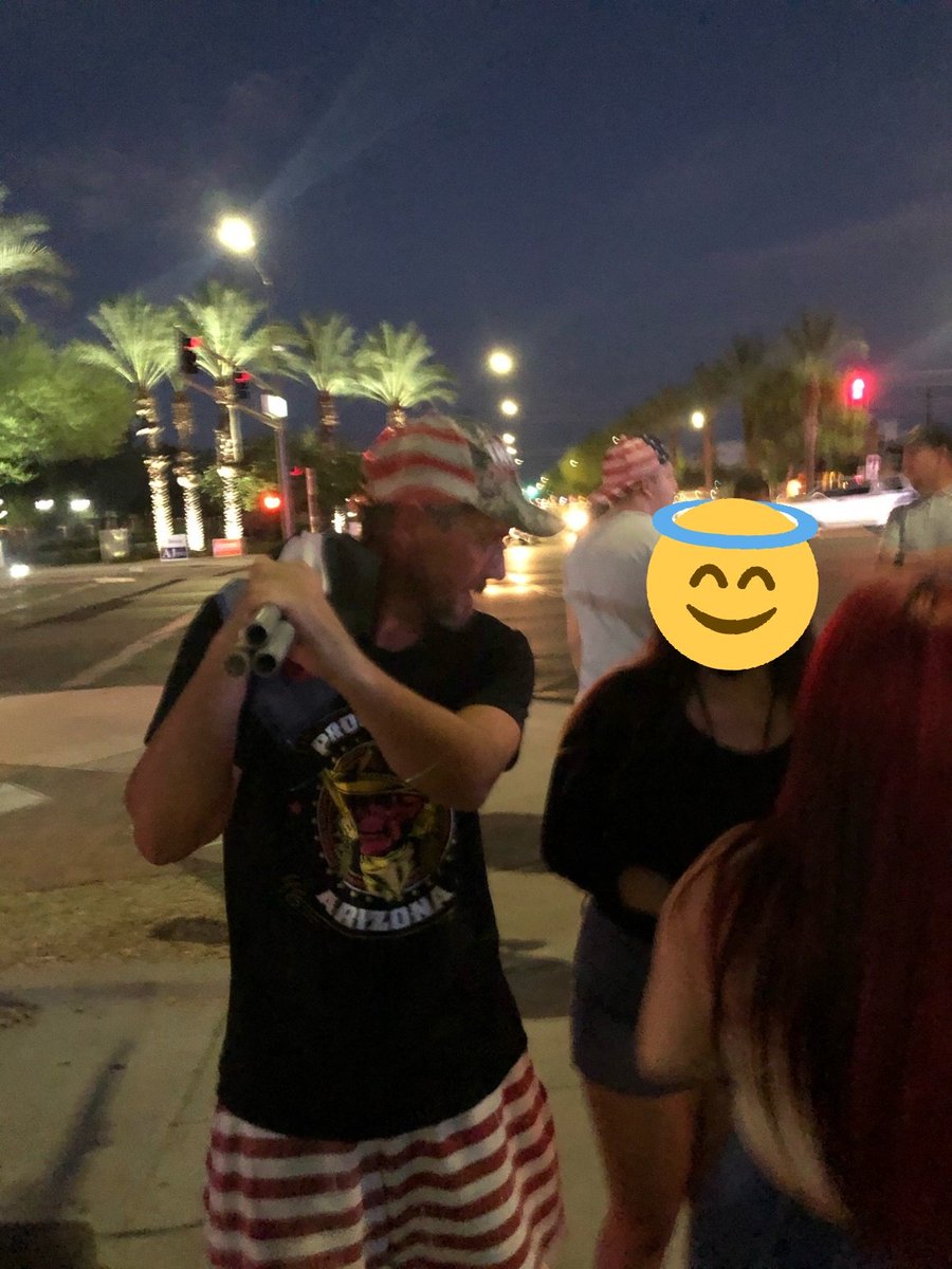 Arizona member of the Proud Boys realizing that he was being filmed while berating a Latina counter-protester.