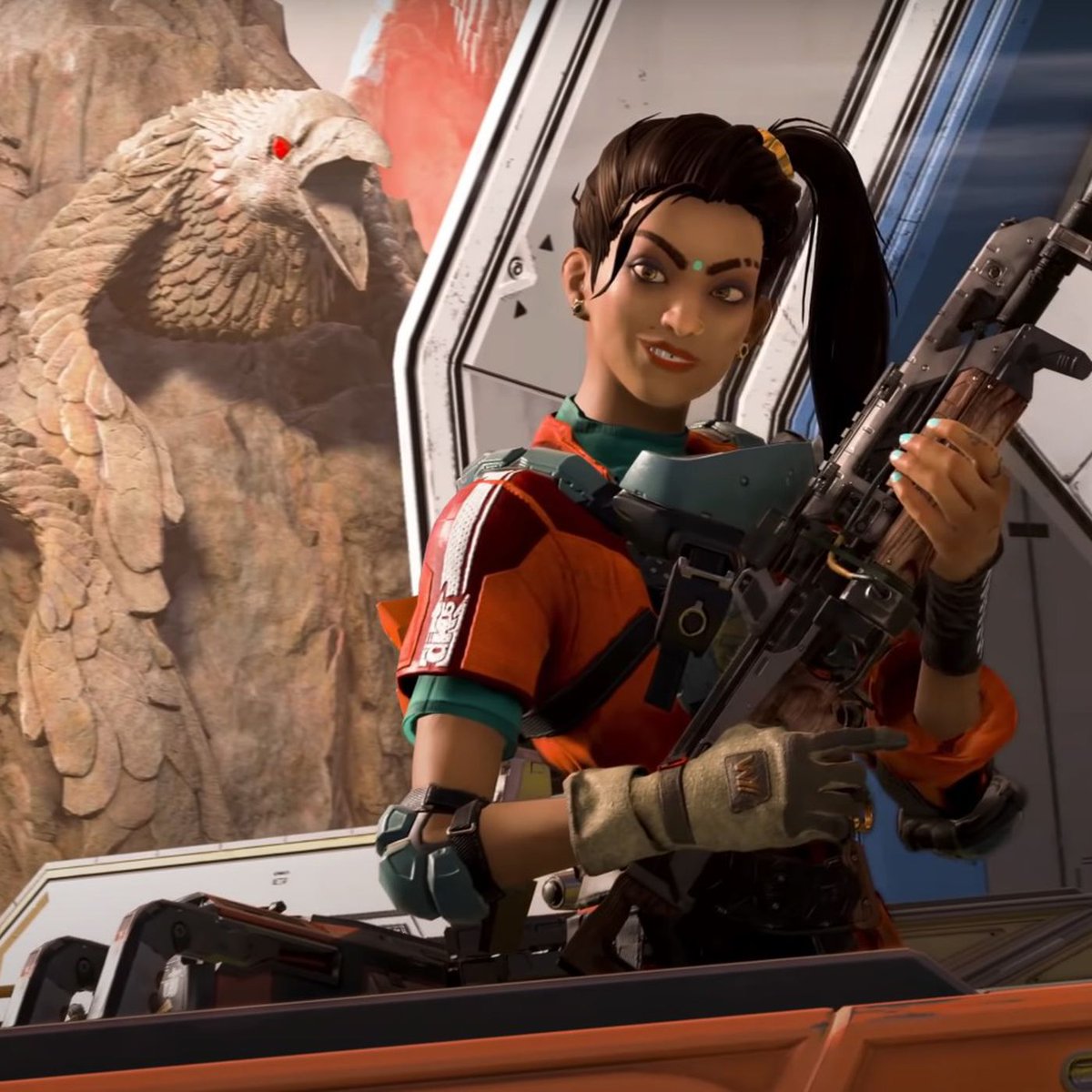 Let's start with Rampart. Her passive is to make LMGs better. We wanted this to have enough room to be impactful, so we pulled the Devo from the care package to give her another LMG to work with. So now she has the Spitfire, Devo, LSTAR (and Shiela) (2/9)