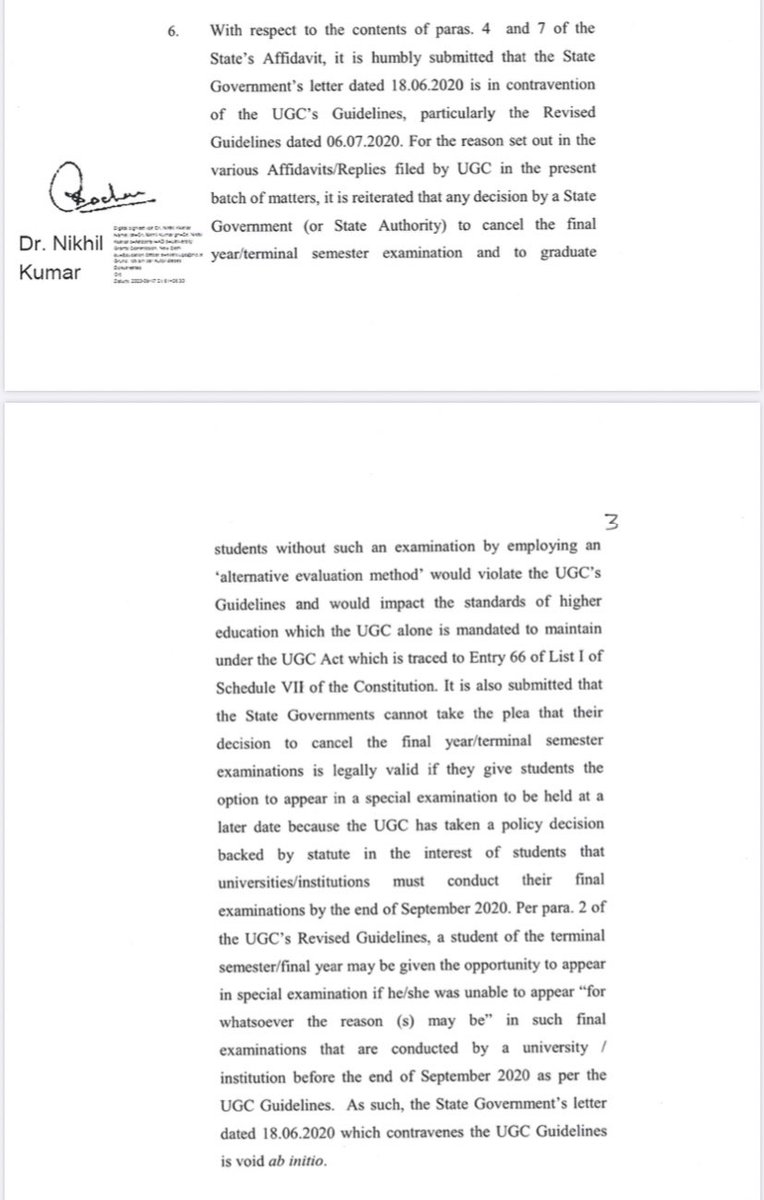 BREAKING:  #UGC has filed a Reply to State of Odisha stating that any decision to cancel the exams by a State would “violate the  #UGCGuidelines and would impact the standards of higher education”.  #StudentsInSCAgainstUGC  #StudentsInSCForJustice  @advocate_alakh  @anubha1812