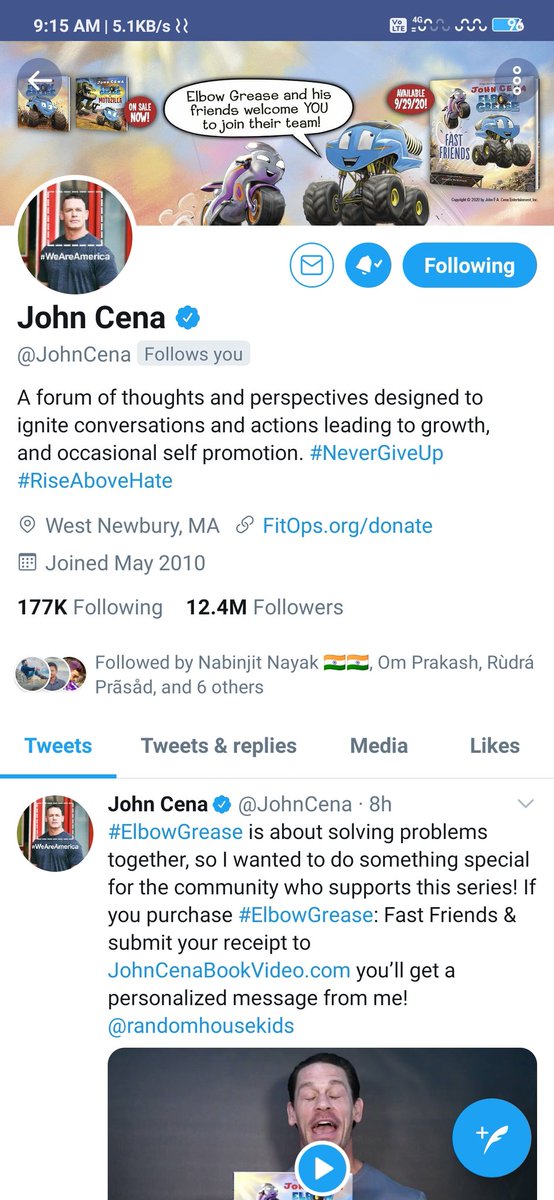 Dibya__Indian's tweet photo. It's feel like dream comes true.... 😍🥰 @JohnCena followed me... 😍❤ https://t.co/BowISut0yC