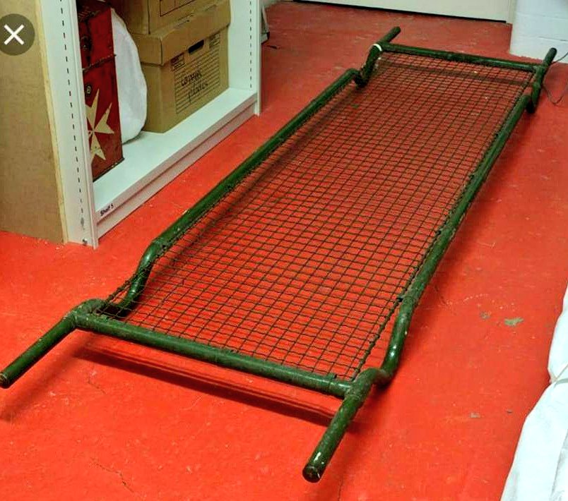 600,000 metal stretchers were built during WW2 so Air Raid Protection officers could carry injured people during bomb raids.Made from steel so that they could be easily washed down after being used.