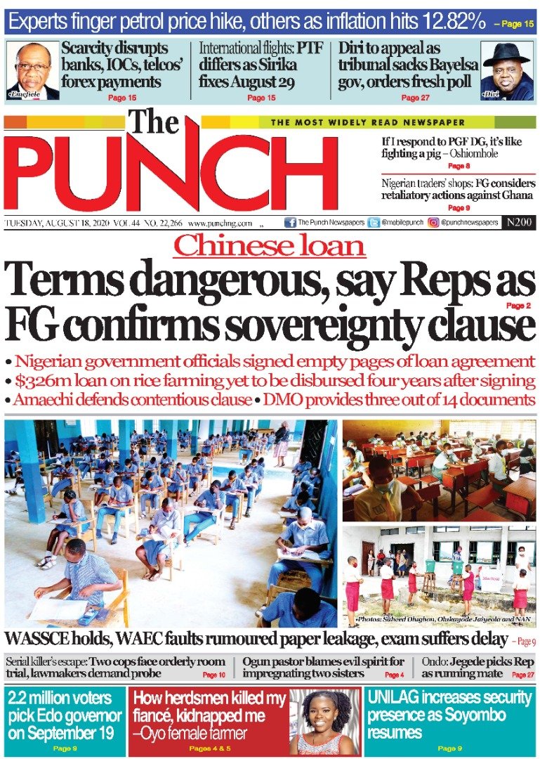 MobilePunch's tweet photo. AUGUST 18 - HEADLINES https://t.co/S1ThT2sbhC