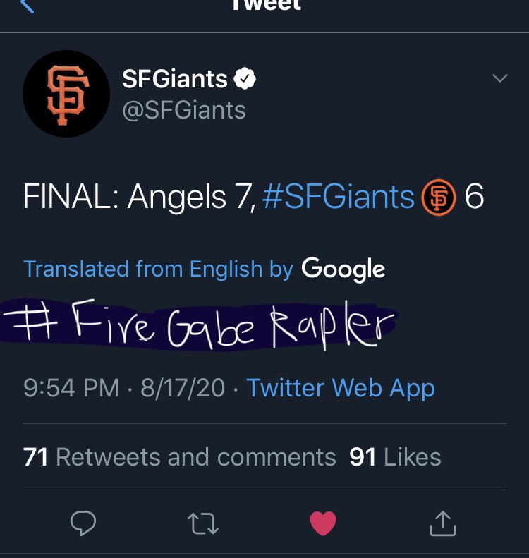 bayareaavgeek's tweet photo. @thatguytylor #FireGabeKapler
I’ve been using this hashtag a million times within the last 20 minutes https://t.co/RwCbT6gAAS