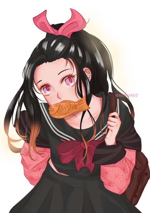 RimさんがTwitterに投稿した竈門禰豆子(鬼滅の刃)のイラスト。