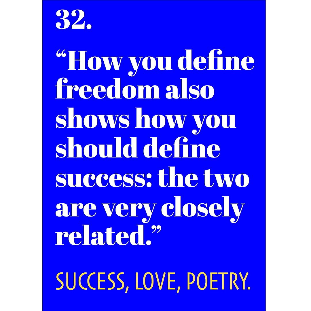 SuccessLovePoet's tweet photo. 32.
How you define freedom also shows how you should define success: the two are very closely related.
RENE FRIEDRICH. SUCCESS, LOVE, POETRY
#definefreedom #freedom #definesuccess
#SUCCESS #love #poetry #succeslovepoetry
#aphorism #quote #quotes #quotecollection
#newquotes https://t.co/1LnmpAbj66