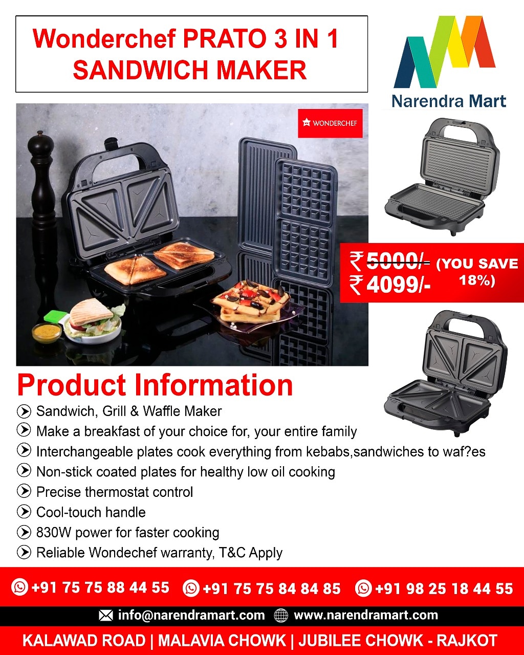 Wonderchef waffle maker on sale 3 in 1