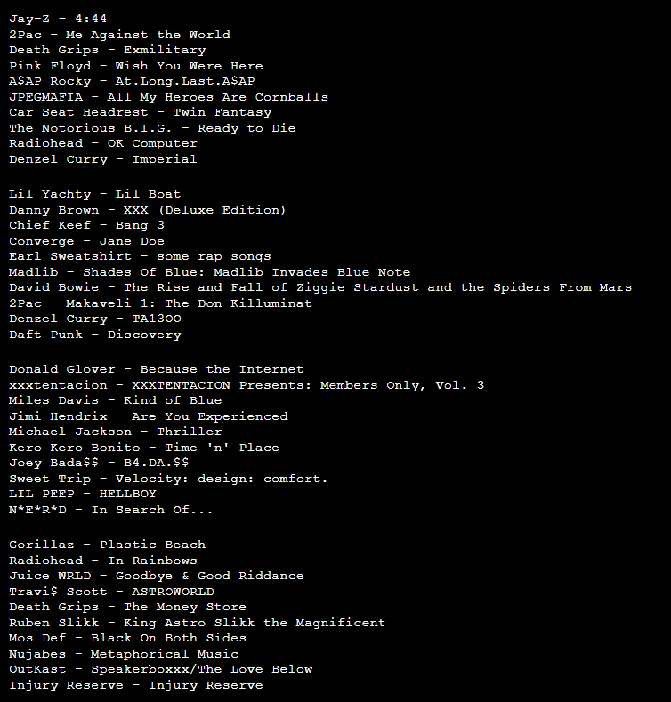 tippity's tweet photo. my top 100 list has changed quite a bit since last time that's cool https://t.co/IycPxRK1EQ