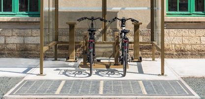 These 4 #Wattway #Solarpanels are connected to a solar #ebike shelter. #Newmobility #electricbike. Same concept can be used to #charge #escooters.