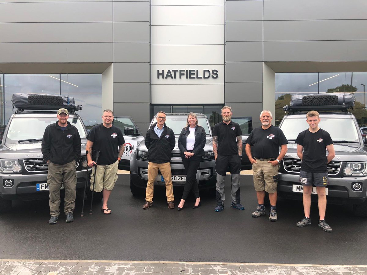 VetRun180's tweet photo. RIDERS NOW IN ENGLAND // Great to see the team at @HatfieldsLRover yesterday then to go on to set up camp and have dinner waiting for some very tired cyclists!  Well done all involved! @LandRover @LandRoverUKPR @PilgrimBanditsU https://t.co/MXeQ8Rl9fg