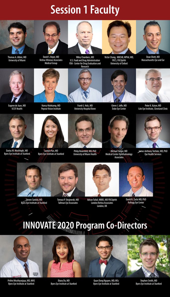 Don’t miss it! ✔️out the faculty list for session 1. Tune in on 8/22.  Join us from the comfort of your home. 🏡 🙋🏽‍♀️ 💻  

#byerseyeinstitute #ophthalmology #retina #stanfordretina #innovate #innovation #ophthalmologist #entrepreneur #committedtovision #ivistameded