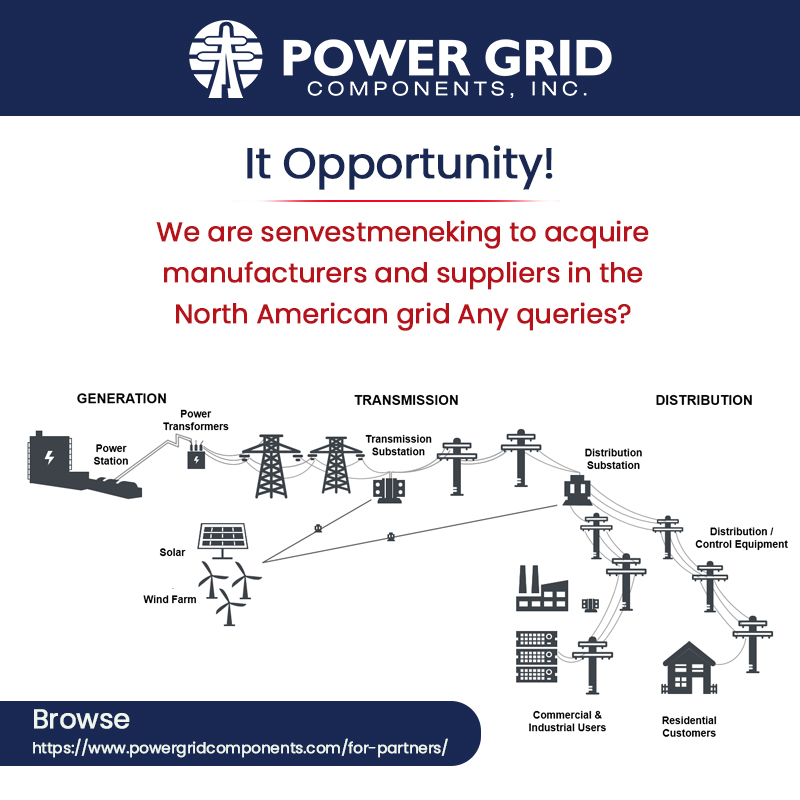 GridComponents's tweet photo. Power Grid seeks to acquire companies that supply high-quality products used to maintain, repair, and expand the North American electric power grid. For more details,visit here: https://t.co/erygwZjLiQ
#powergridcomponents #NorthAmerican #electricpowergrid #repair #USA https://t.co/deRFHve1pJ