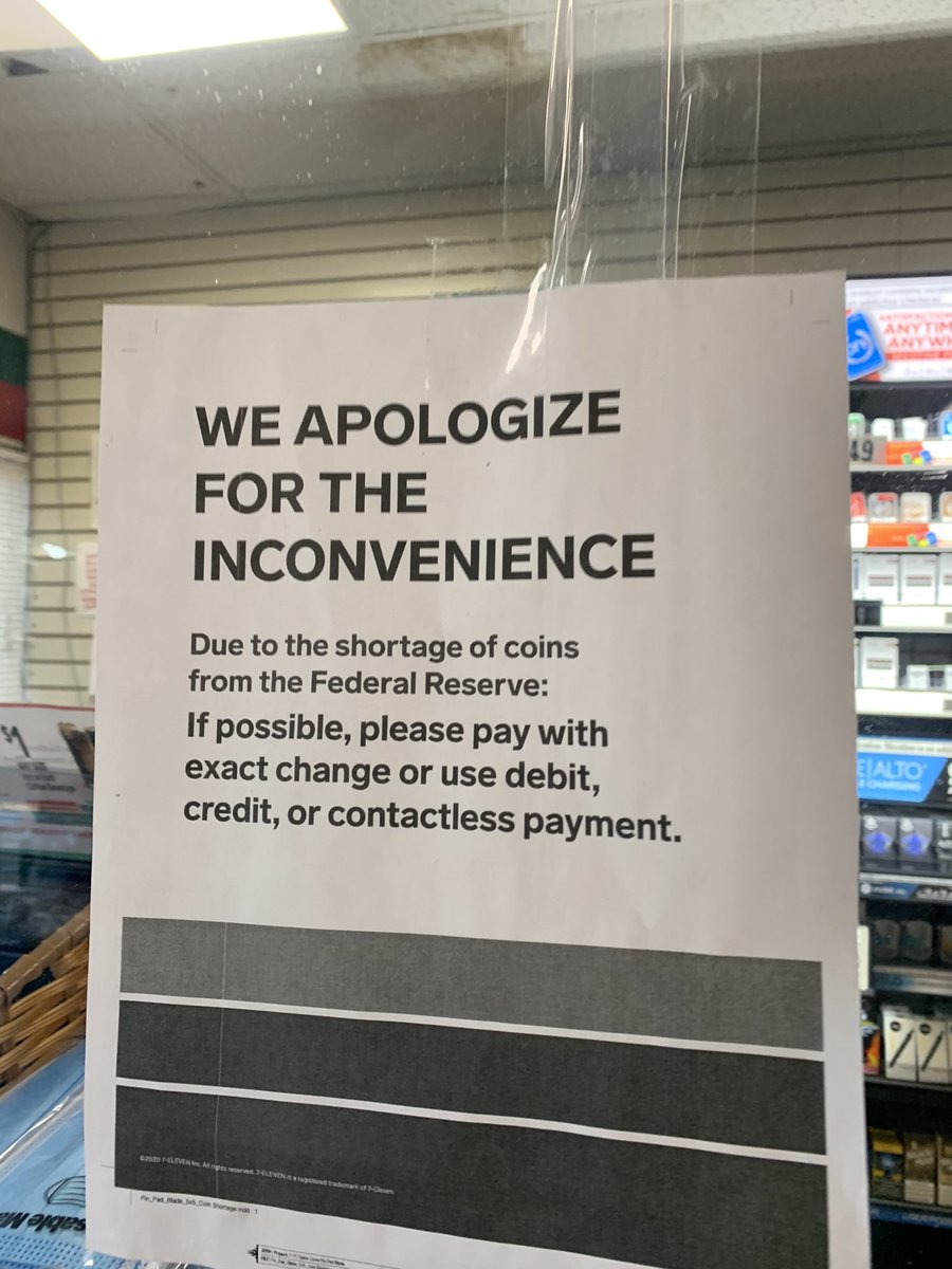 timseymour's tweet photo. Oh the irony. All the money they can print but running out of coins https://t.co/8obXMW3uP2