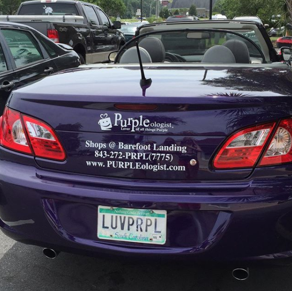 purpleologistmb's tweet photo. I spy something ... PURPLE #purpleologist #purpleologiststore #pimpmyride #purple #purplecar #purplestore #northmyrtlebeach #barefootlanding #ilovepurple https://t.co/0rXSRyRsEX