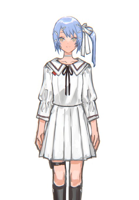 「blue hair thigh strap」 illustration images(Latest)｜15pages