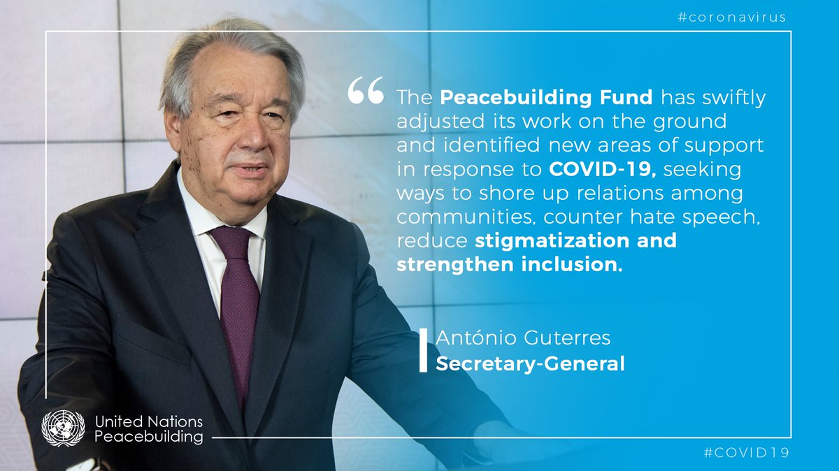 UNPeacebuilding's tweet photo. #COVID19 threatens not only hard-won development &amp; peacebuilding gains, but also risks exacerbating conflicts.

@UN Peacebuilding Fund swiftly adjusted its work on the ground &amp; identified new areas of support in response to COVID-19.
@antonioguterres #UNSC https://t.co/khTkuMwUgP https://t.co/dNFmqkOXo2
