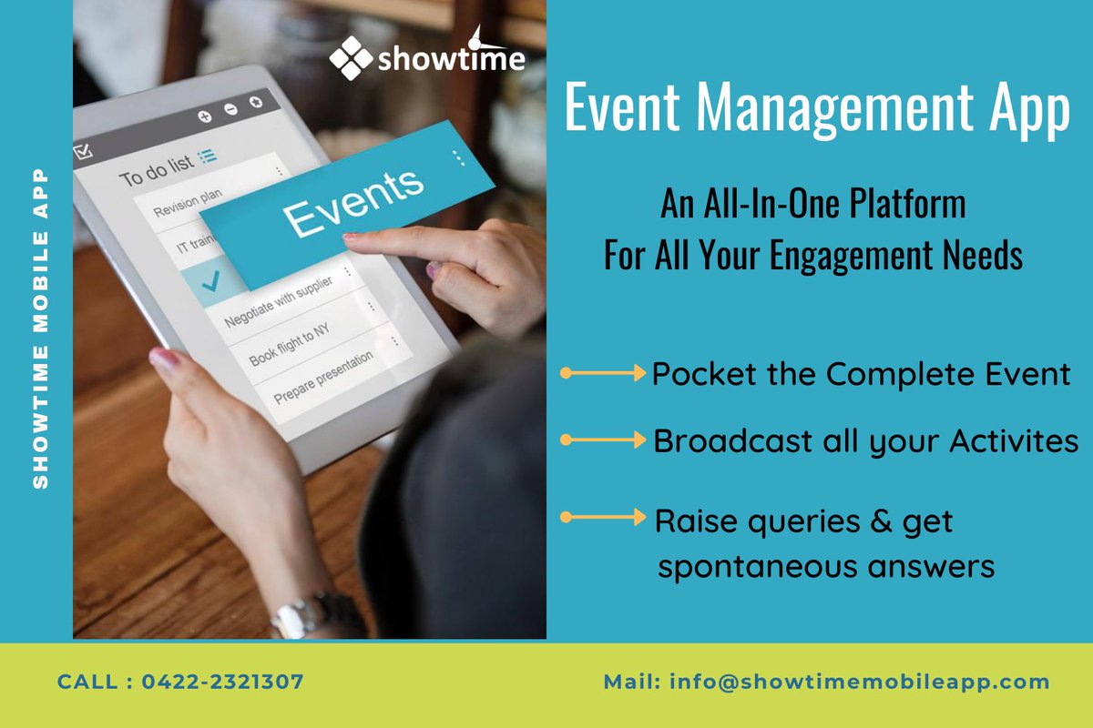 showtimeventapp's tweet photo. Showtime Mobileapp is the right choice. With the end-to-end features from the #nativeapp #eventorganizers &amp; #associations get the most out of #attendeeexperience that helps to increase the #ROI !
#eventapp  #AssociationEvents #associationsoftware #eventapp #eventmanagement #event https://t.co/xl5QE0LUrh