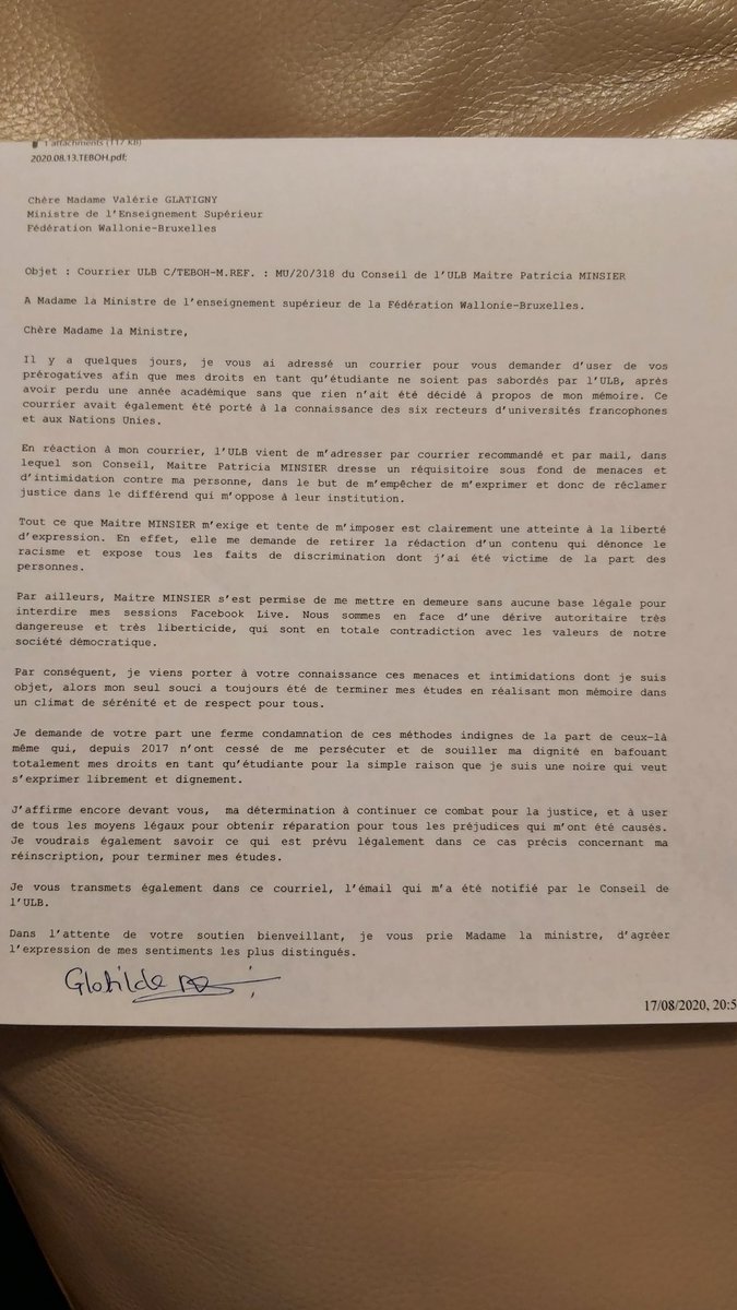 Clotilde On Twitter Alors Que J Ai Juste Ecrit A Mme La Ministre Le Recteur Raciste De L Ulb M Envoie Son Conseil Pour M Intimider Et Me Menacer On Est Ou La Dans Une Societe