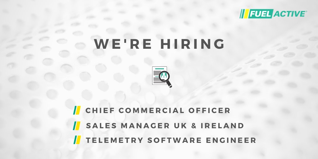 FuelActive® are currently recruiting for following roles:

- Chief Commercial Officer lnkd.in/drfehp7
- Sales Manager UK & Ireland lnkd.in/dhWYcu3
- Telemetry Software Engineer lnkd.in/de5ta8y

#CurrentlyHiring #RecruitingNow #WorkWithUs
