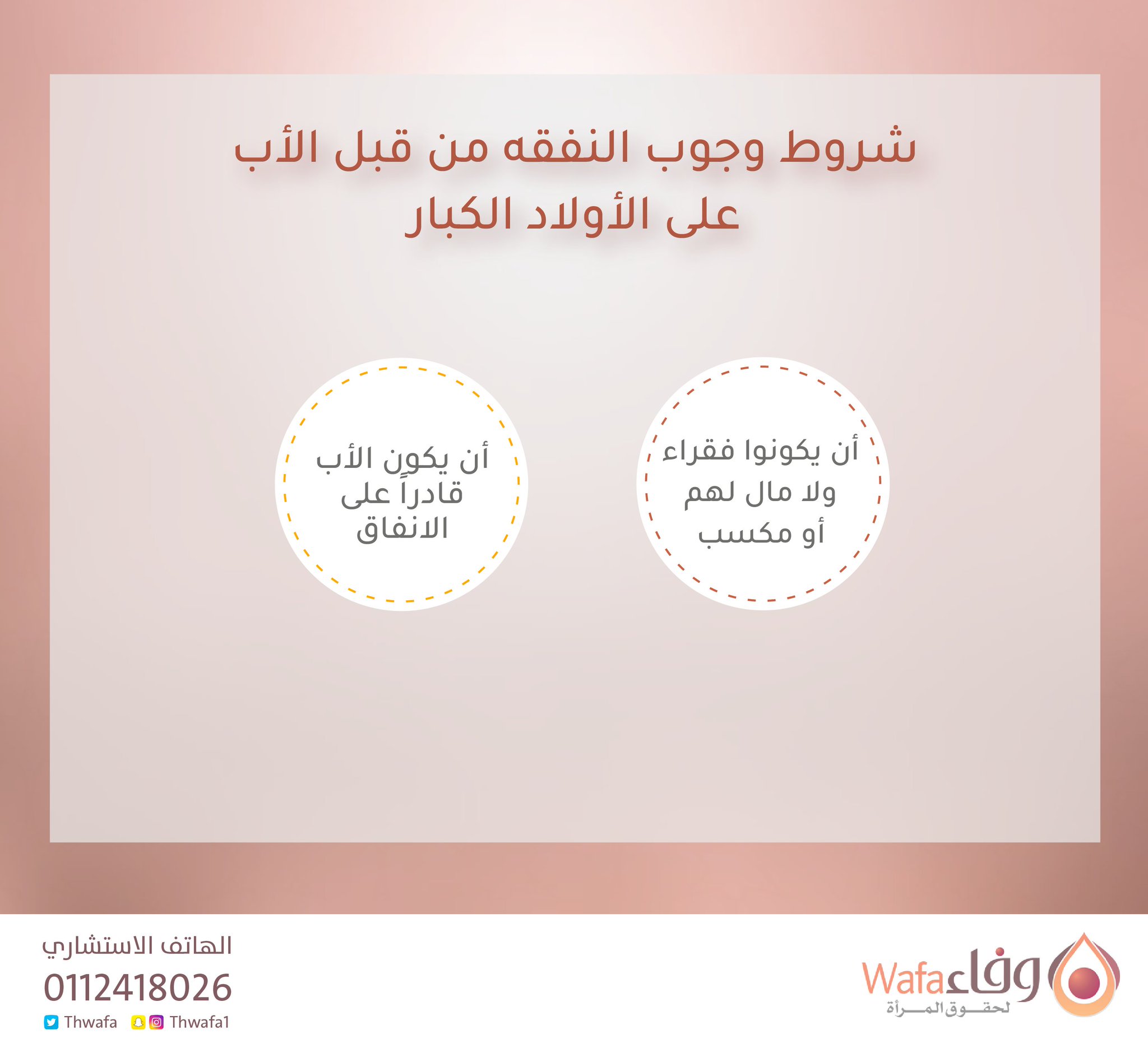 وفاء لحقوق المرأة On Twitter شروط وجوب نفقة الأب على الأولاد الكبار وفاء لحقوق المرأة