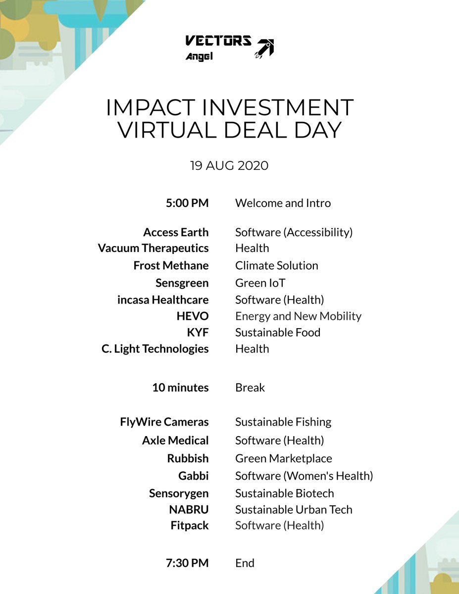 VectorsCapital's tweet image. T minus 1 to our 2nd virtual deal day on Wednesday 5 p.m. PT! Sign up here: eventbrite.com/e/2nd-impact-a…