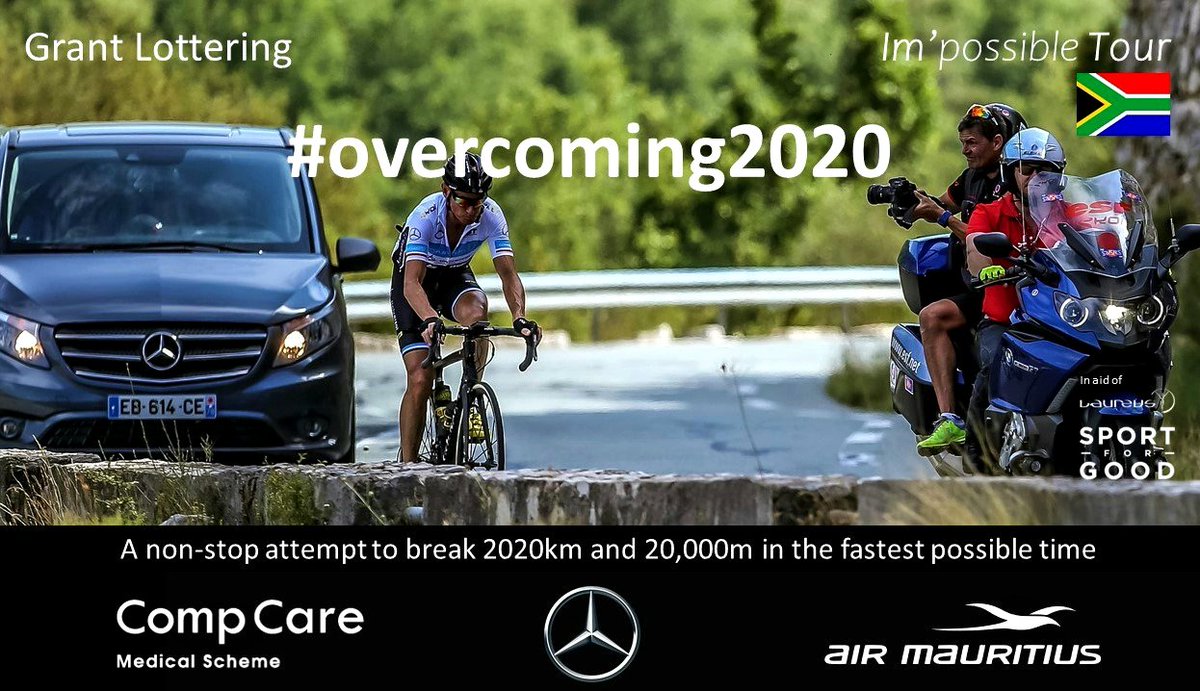 GrantLottering (@mglottering) on Twitter photo Im'possible Tour Nov 2020
A non-stop attempt to break 2020km and 20,000m in the fastest possible time.
A journey of overcoming and perseverance in aid of <a href="/Laureus_sa/">Laureus South Africa</a>
#overcoming2020 #im_possibletour #keepclimbing #nevergiveup #neverquit #believe Im'possible Tour Nov 2020
A non-stop attempt to break 2020km and 20,000m in the fastest possible time.
A journey of overcoming and perseverance in aid of <a href="/Laureus_sa/">Laureus South Africa</a>
#overcoming2020 #im_possibletour #keepclimbing #nevergiveup #neverquit #believe