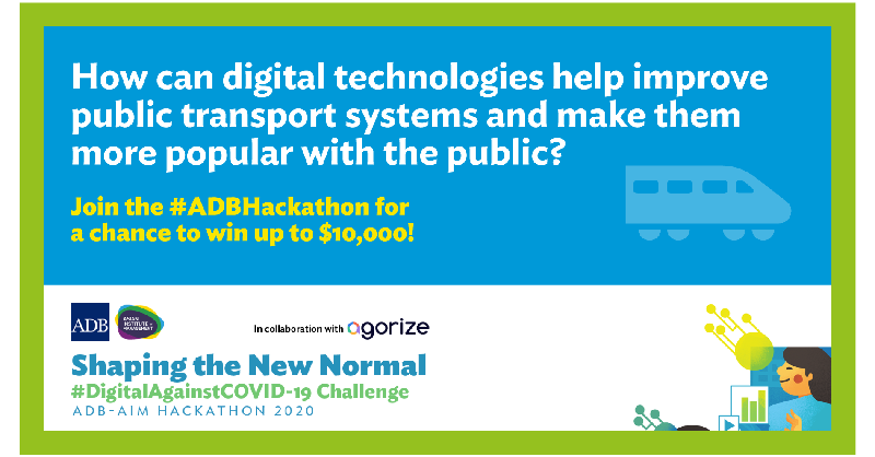 ADB_Europe's tweet image. Join the 2020 ADB-AIM Hackathon's “Driving Safe Transportation using Digital Solutions” challenge and win up to $10,000 for pilot testing if your idea is selected!

Applications close 16 October 2020. Join ⬇️ challenges.adb.org/en/challenges/…

#ADBHackathon #DigitalAgainstCOVID9 @aim_edu