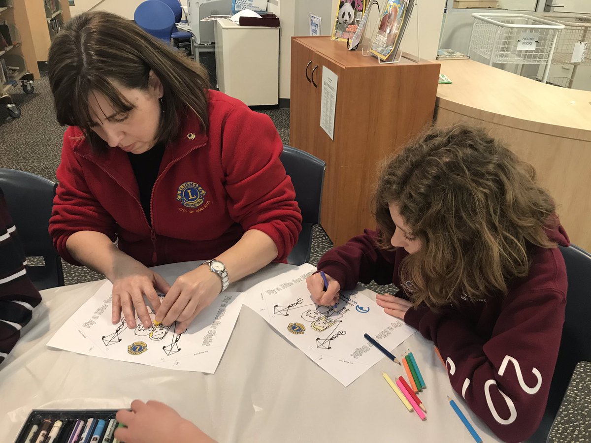 LionsAdelaide's tweet photo. Today our cubs were busy working on their Kites in support of Lions Eye Health Program #lehp Fly a Kite for Sight project. They also prepared for next week’s intergenerational zoom call & voted on club T-shirt designs. @AnnesleySA #cubsclub #lions #lionsclub #ourfuture #sight https://t.co/751Jgcarua