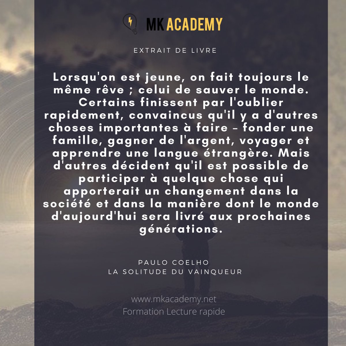 mohkoussa's tweet image. EXTRAIT DU LIVRE « La Solitude Du Vainqueur » 
Que penses-tu de cette citation de Paulo Coelho?

🎁 Formation Gratuite ici 👉  buff.ly/2VPurwO

#paulocoelho #lecturerapide #mkacademy #extraitdelivre