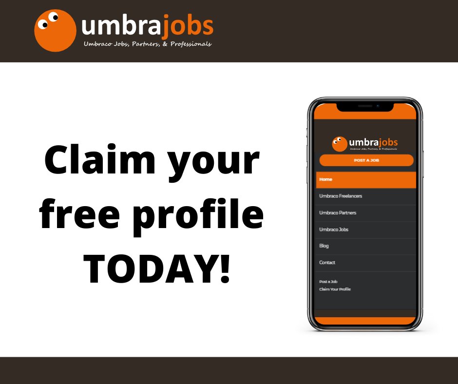 umbrajobs.com/claim-your-pro…

#umbraco #dotnet #dotnetdeveloper #dotnetcore #dotnetjobs #webdeveloper #webdev #responsivewebdesign #cmswebsites #developers