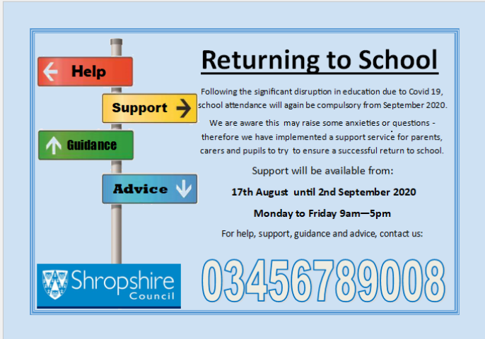 ShropCouncil's tweet photo. New Service launched on Monday 17th August to support parents and children returning to School https://t.co/I3uASDhoCE