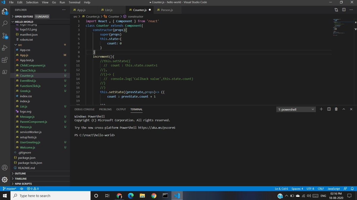 SimranKeswani8's tweet photo. Week3-PART 1 covers the following topics-
1.Introduction to React
2.Functional and Class Components
3.JSX
4.Props and State
5.Event Handling
6.Binding Event Handlers
7.Conditional Rendering
8.List Rendering
9.Lists and Key
#reactjs #zerotoonebootcamp #30daysofcode #digitalprojekt https://t.co/J5H2GhvVMN