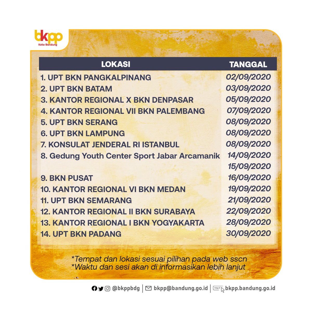 bkpsdm_bdg's tweet photo. Buat sobat twitter nih, Jadwal Pelaksanaan SKB Formasi tahun 2019. #CPNS #BKPPBDG https://t.co/BUOXE4b2QV