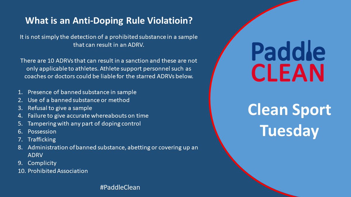 paddle_uk's tweet photo. What is an anti-doping rule violation?
#GetInformed #CleanSportTuesday #PaddleClean
@ukantidoping https://t.co/0Iqvnc858f