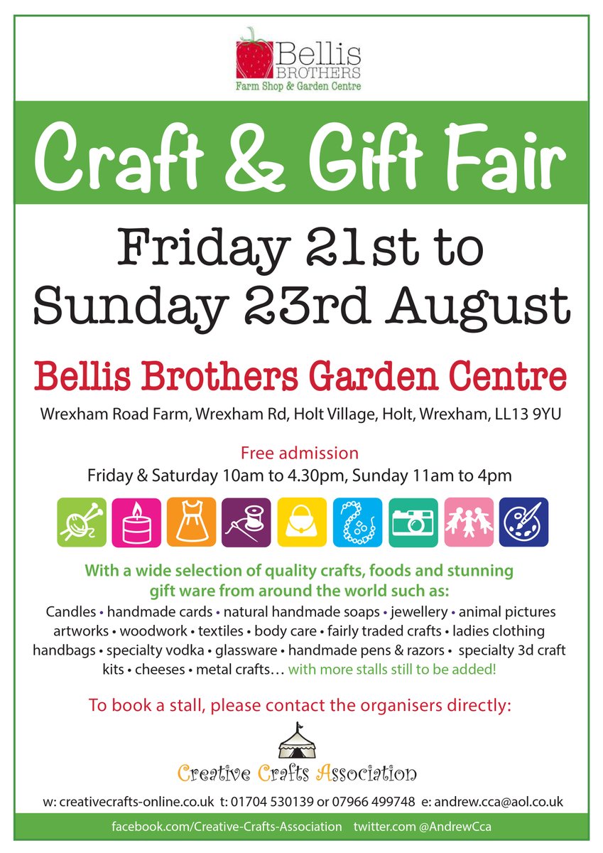 Bellis Brothers (@bellisbrothers) on Twitter photo This weekend at Bellis' - Craft & Gift Fair on our event paddock. Free admission, entry/exit to the marquee from our main car park, please follow event signs. <a href="/wrexham/">Wrexham.com</a> <a href="/wrexhamcbc/">Wrexham Council</a> <a href="/ThisIsWrexham/">This Is Wrexham</a> <a href="/WrexhamEvents/">Wrexham Events</a> <a href="/NthEastWales/">North East Wales</a> <a href="/NWTBiz/">North Wales Tourism</a> This weekend at Bellis' - Craft & Gift Fair on our event paddock. Free admission, entry/exit to the marquee from our main car park, please follow event signs. <a href="/wrexham/">Wrexham.com</a> <a href="/wrexhamcbc/">Wrexham Council</a> <a href="/ThisIsWrexham/">This Is Wrexham</a> <a href="/WrexhamEvents/">Wrexham Events</a> <a href="/NthEastWales/">North East Wales</a> <a href="/NWTBiz/">North Wales Tourism</a>