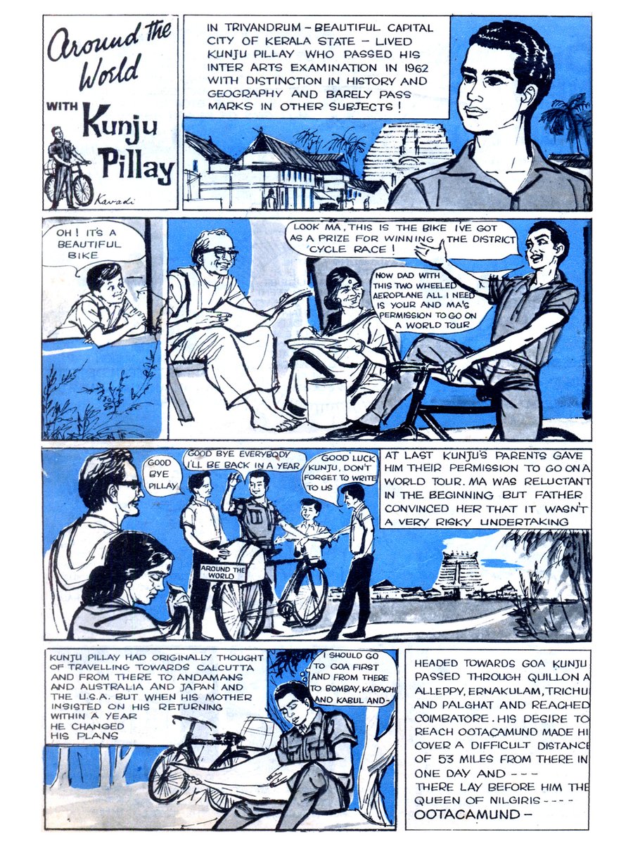 Pai stayed true to half of every Indrajal Comics dedicated to GK &/or local content. So the early Indrajals had "Around the World with Kunju Pillay" by Kavadi, "Our New Age" by Athelstan Spilhaus & strips like Small Wonders by the legendary Ram Waeerkar... #IndianComics