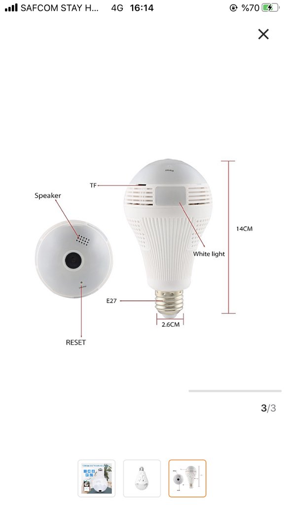 LED paranomic camera bulb . Works as a CCTV. Can connect to WiFi and has night vision ksh.4450 only
