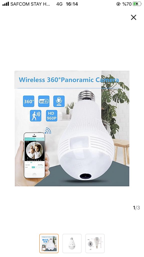 LED paranomic camera bulb . Works as a CCTV. Can connect to WiFi and has night vision ksh.4450 only