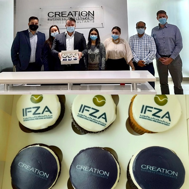 CreationUAE's tweet photo. Thank you IFZA - International Free Zone Authority for the cupcakes! IFZA are offering a sweet deal on a discounted for life visa with every new company setup. Contact info@creationbc.com #creationuae #companyregistration #businesssetup #entrepreneur #sme #startups #Dubai #UAE https://t.co/wDEPhluHKP