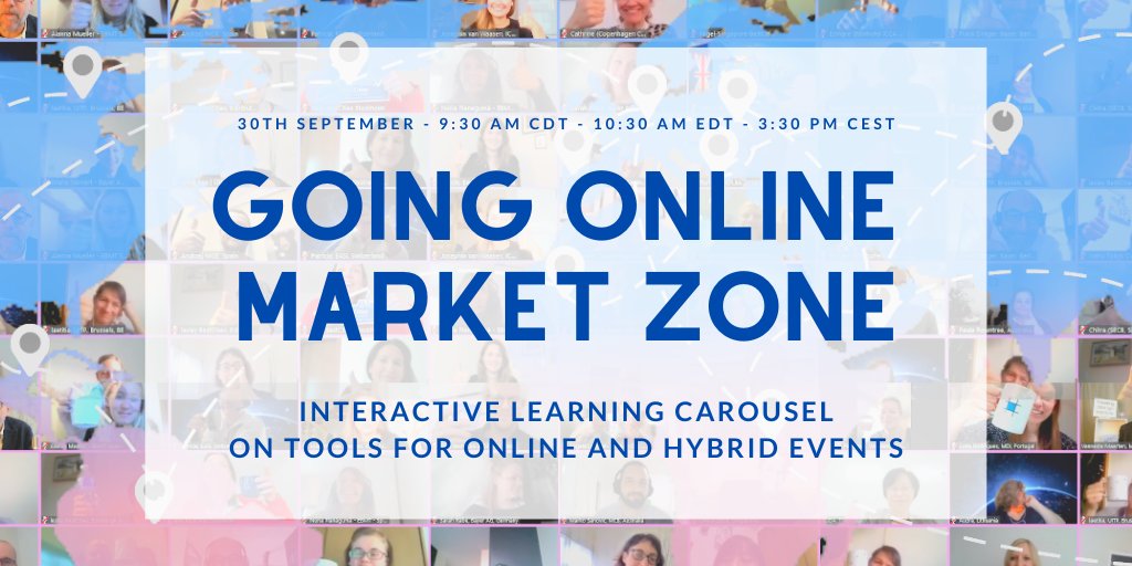 Going Online Market Zone - an online learning carousel session to discover cool tools for #onlinemeetings #hybridmeetings Register for free ow.ly/vrxT50AZhMe (only for planners)