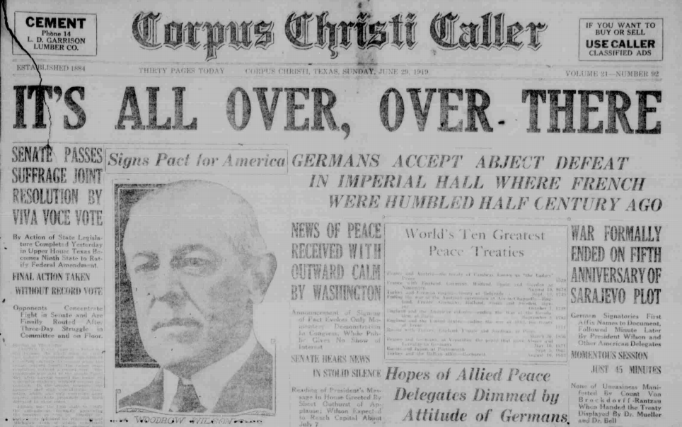 TEXAS (June 28, 1919)• First Southern state to adopt amendment• Minnie Fisher Cunningham of Galveston was 1st executive secretary of the national  @LWV(Legislature adopted same day as the signing of Treaty of Versailles)