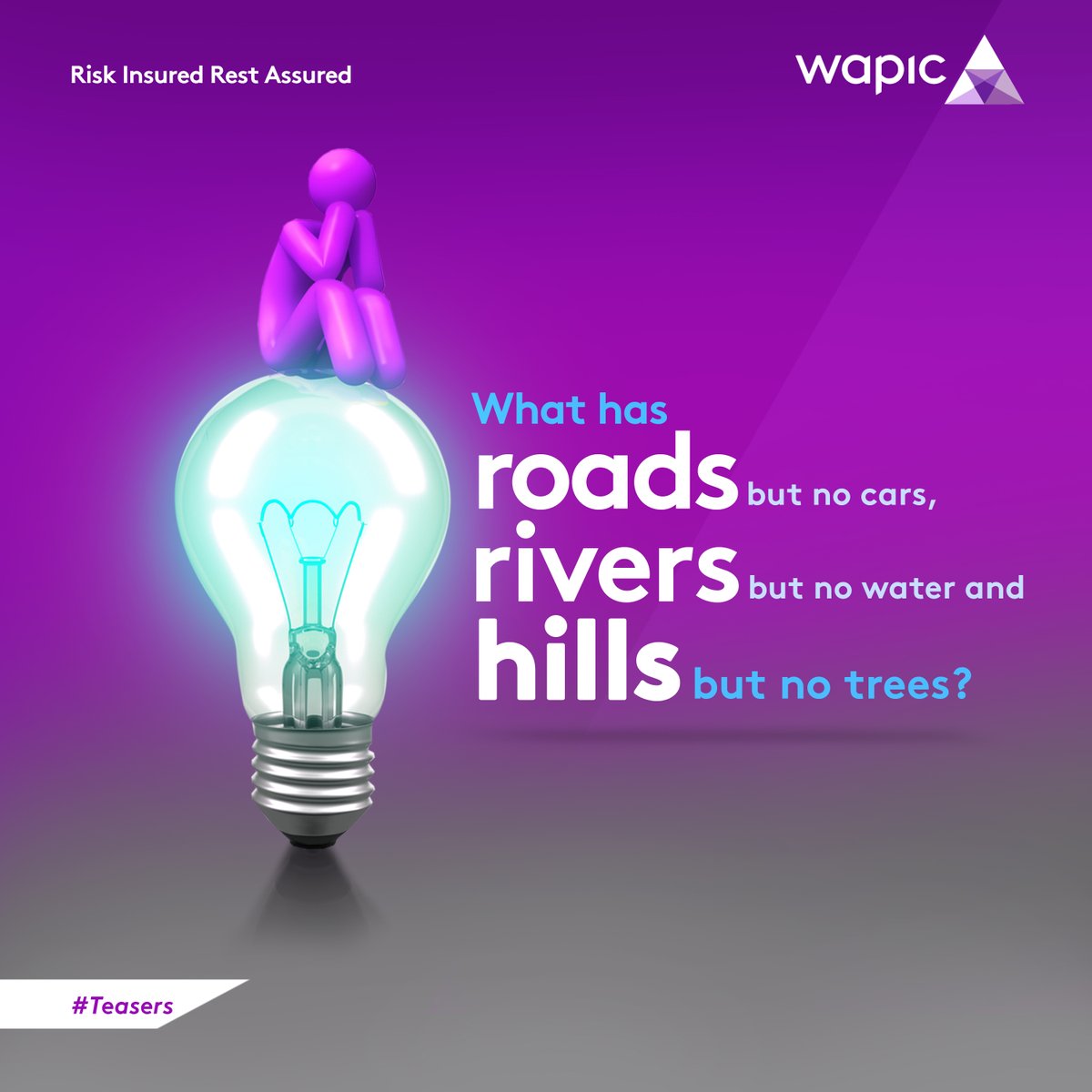 coronation_ng's tweet photo. What has roads but no cars, rivers but no water and hills but no trees?
#Teaser #TuesdayTeaser #BrainTeaser #MyWapic #InsuranceinNigeria #InsureWithWapic https://t.co/1GJtW9fLWU