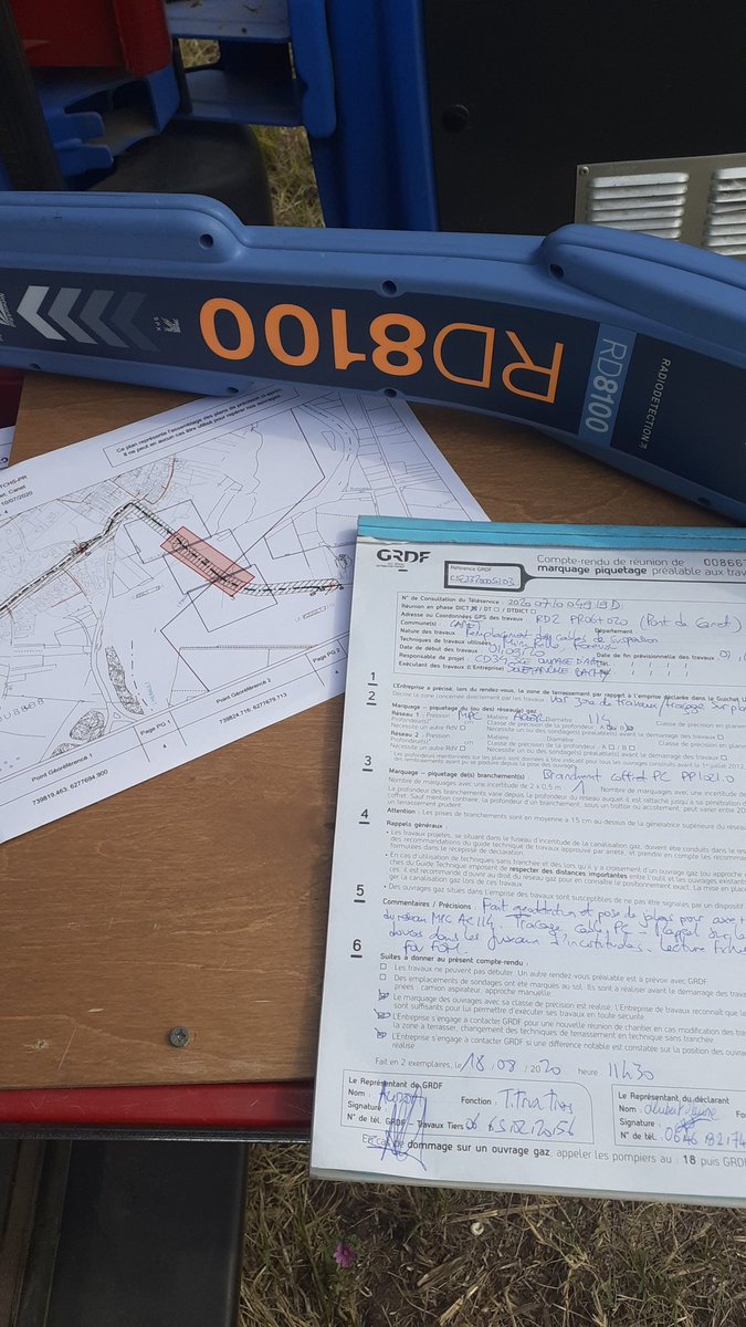 Réunion de marquage piquetage préalable aux travaux de réfection des tirants du pont.
#préventiondesdommages
#sécuritéindustrielle
#GRDFSO