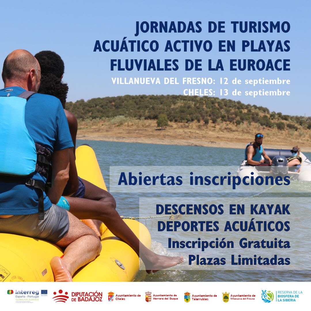 AlcorEx's tweet image. El verano pide refrescarse. 12/09 #PlayaVillanuevadelFresno 13/09 #PlayaCheles Jornadas de Turismo Acuático Activo en las Playas Fluviales de la Euroace cutt.ly/Lfqi1rA #TurismoProvinciaBadajoz #Globaltur #Euroace #Interreg #Poctep  @DipdeBadajoz