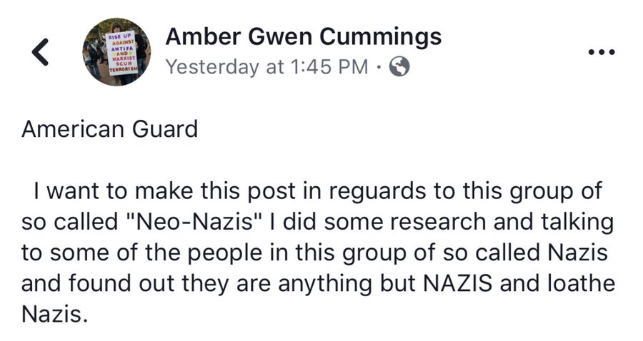 This is an annual clusterfvck Amber has been piecing together in Berkeley for the past three years, sometimes teaming up with groups like Proud Boys & American Guard. In 2017 she held it the same weekend as Joey Gibson& #39;s failed effort to rally in San Francisco.